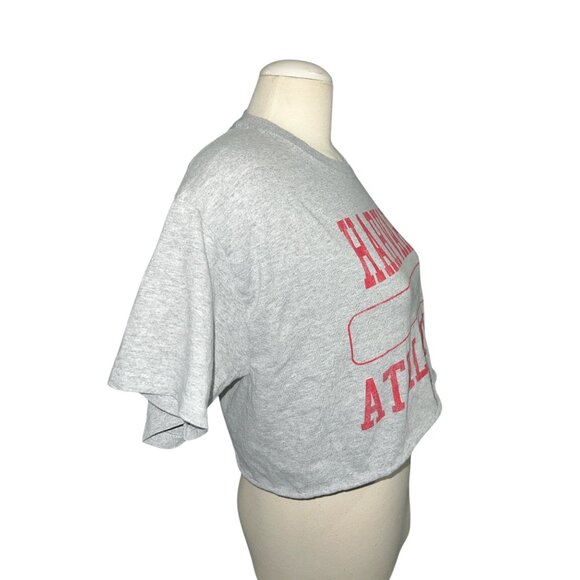 Harvard Athletics Gray Crop Top T-Shirt Womens Sz Large 100% Cotton Casual Light - Picture 6 of 6